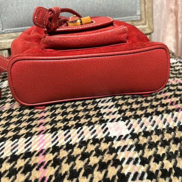 GUCCI bamboo mini backpack red suede leather - Picture 11 of 15